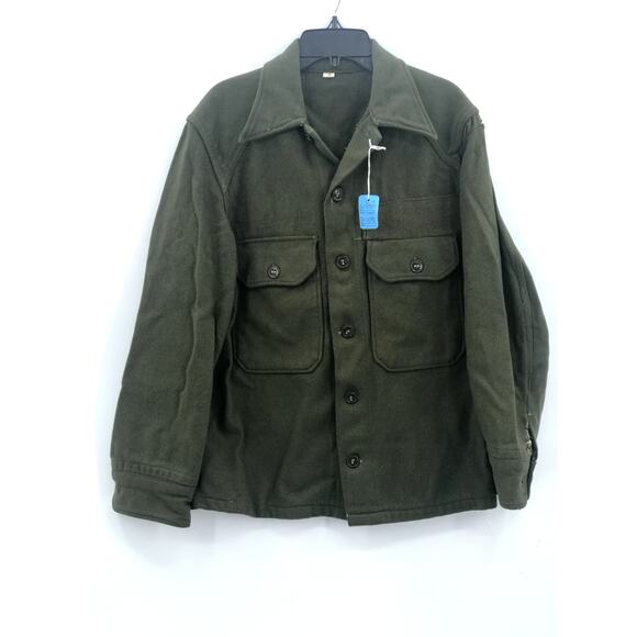 Genuine USA Army Wool Shirts overCoat Jacket Combat Uniform Jacket Olive Small - Picture 1 of 5